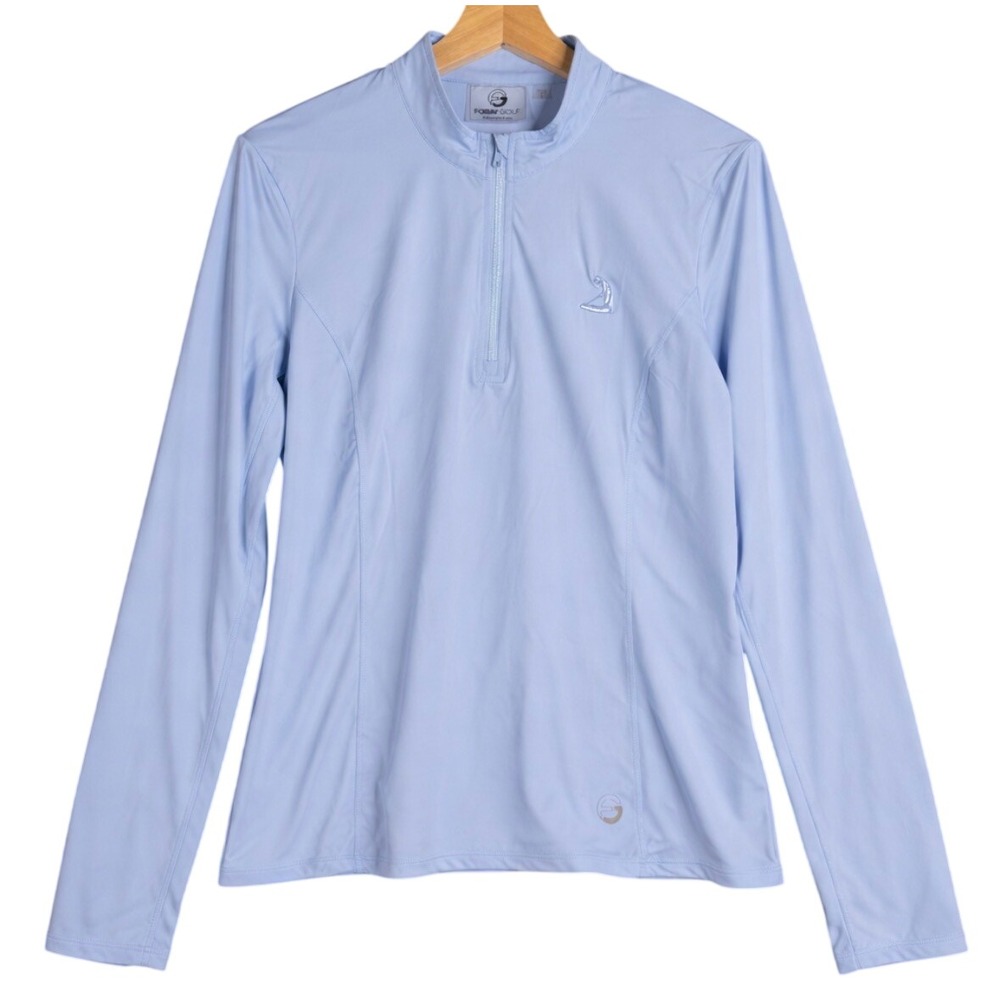 FORAY GOLF Womens Light Blue Long Sleeve 1/4 Zip Pullover Top Size Large T-Shirt